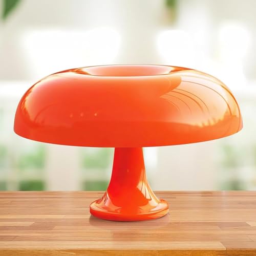 Pilz Tischlampe Orange LED Mushroom Lampe Tischleuchte Nachttischlampe mit Kabel 3000K/4000K/6000K Pilz Lampe Nachtlicht Deko Moderne Schreibtischlampe für Wohnzimmer Schlafzimmer, mit 4 Glühbirne von OOWOKS