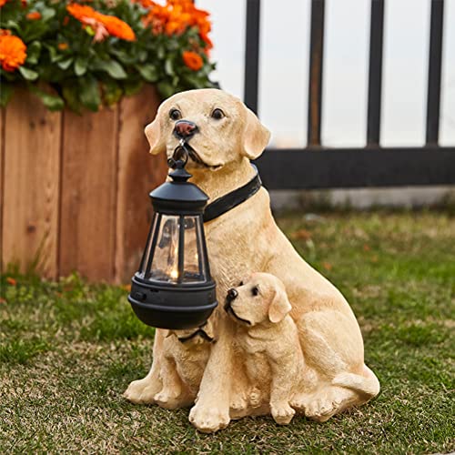 Solar Tiere für Außen Garten, Hunde-Skulptur Solarlampen für Außen Garten Deko Solartierskulptur Gartenfigur Solarleuchten im Freien Tierleuchten Großer Hund Deko mit Solarbeleuchtung,Labradoodle von OOWOKS