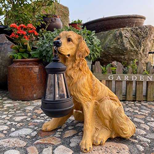 Solar Tiere für Außen Garten, Hunde-Skulptur Solarlampen für Außen Garten Deko Solartierskulptur Gartenfigur Solarleuchten im Freien Tierleuchten Großer Hund Deko mit Solarbeleuchtung,Golden retriever von OOWOKS