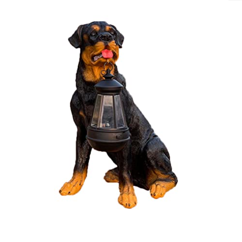 Solar Tiere für Außen Garten, Hunde-Skulptur Solarlampen für Außen Garten Deko Solartierskulptur Gartenfigur Solarleuchten im Freien Tierleuchten Großer Hund Deko mit Solarbeleuchtung,Rottweiler von OOWOKS