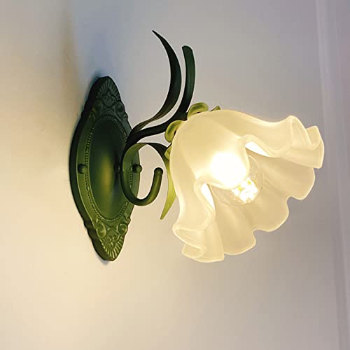 Wandlampe Landhausstil Innen Rustikal Wandleuchte Vintage mit Weiße Acrylschirm, 1 flammige, Florentiner Lampe Wandbeleuchtung für Flur Landhaus Schlafzimmer Wohnzimmer Fassung: E27- ohne Leuchtmittel von OOWOKS