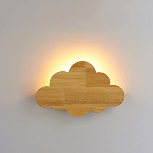 Wolke Wandleuchte Holz LED Innen Wandlampe Dimmbar 3 Farbtemperatur Holz Wolken-Form Nachtlicht für Kinder Junge Madchen Schlafzimmer Nachttischlampe Deko Wandbeleuchtung G9 Eiche Moderne Wolke Lampe von OOWOKS