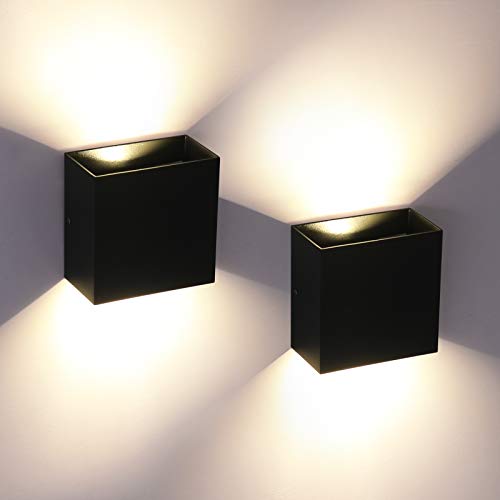 OOWOLF 2 Stück LED Wandleuchte Innen 6W Aluminium Wandlampe Einstellbarer Lichtstrahl 3000K Warmweiß Leuchten für Wohnzimmer Schlafzimmer Badezimmer Küche Esszimmer, warmes Weiß von OOWOLF