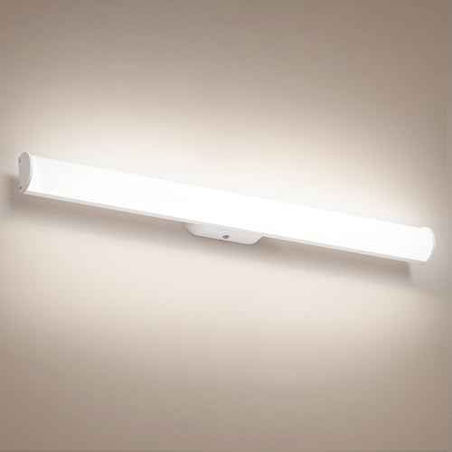 OOWOLF 59.5cm 16W Spiegelleuchte Bad - 4000K Led Badlampe Wand über IP44 Spiegel für Schminktisch Schrank (Weiß, 59.5cm) von OOWOLF