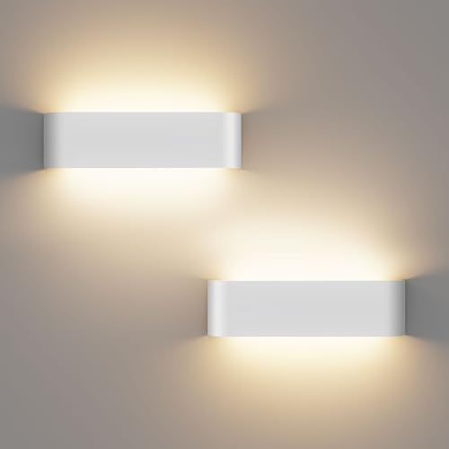 OOWOLF LED Wandleuchten für den Innenbereich - 16W 29.5cm 3000K/4500K/6000K einstellbare Farbtemperatur-Wandleuchten für Schlafzimmer, Wohnzimmer, Küche, Esszimmer (Weiß, 2er-Packung) von OOWOLF