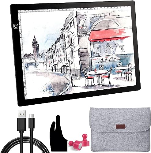 OOWOLF Leuchttisch A4, LED Leuchttisch mit USB-Kabel, Kontinuierlich dimmbare Helligkeit, 5mm Ultra Slim 4 PCS-Magnetstifte, A4 Leuchttisch 8900K zum Skizzieren, Kopieren, Zeichnen OOWOLF Leuchttisch A4, LED Leuchttisch mit USB-Kabel, Kontinuierlich dimmbare Helligkeit, 5mm Ultra Slim 4 PCS-Magnetstifte, A4 Leuchttisch 8900K zum Skizzieren, Kopieren, Zeichnen von OOWOLF