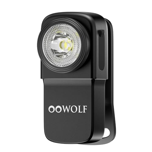 OOWOLF Mini Taschenlampe Led Aufladbar - 250 Lumens USB-C Clip Lampe für Camping Läufer und Sicherheitswarnungen (Schwarz) von OOWOLF