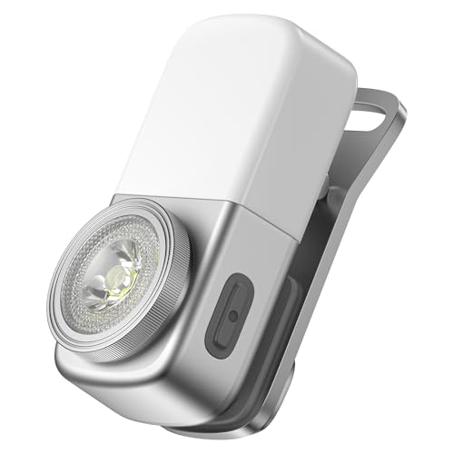 OOWOLF Mini Taschenlampe Led Aufladbar - 250 Lumens USB-C Clip Lampe für Camping Läufer und Sicherheitswarnungen (Silber) von OOWOLF