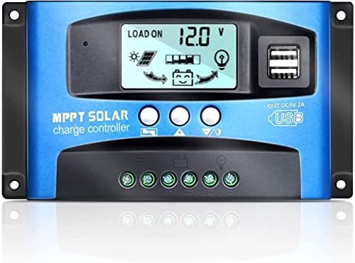 60A MPPT SolarLaderegler, Solar Ladegerät Controller mit LCD Display Dual USB mehrere Laststeuerungsmodi, MPPT technischer maximaler Ladestrom von OOYCYOO