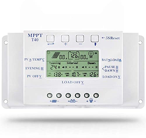 OOYCYOO 40A mppt Solarladeregler 40A 12V/24V Automatische Erkennung der Spannung Solarpanel-Intelligenzregler mit LCD Display USB von OOYCYOO