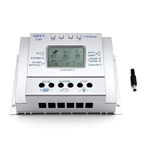 OOYCYOO 60A mppt Solarladeregler 60A 12V/24V Automatische Erkennung der Spannung Solarpanel-Intelligenzregler mit LCD Display USB von OOYCYOO