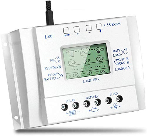 OOYCYOO 80A MPPT Solarladeregler 12V/24V Automatische Erkennung der Spannung Solarpanel-Intelligenzregler mit LCD Display USB von OOYCYOO