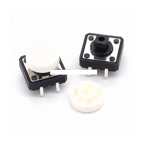 10PCS Tactile Push Button Switch Momentary 12 * 12 * 7.3MM switch button + (10PCS White Tact Cap) von OOYIALET