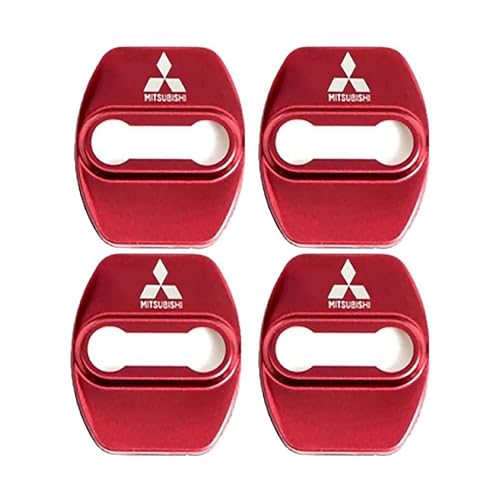 OOzie 4-teilige Autotürschloss-Abdeckung für Mitsubishi Anti-Corrosion,Edelstahl-Türschlösser-Schutzabdeckung Autotürschloss-Abdeckung Striker-Schutz Automotive Interio,Red von OOzie