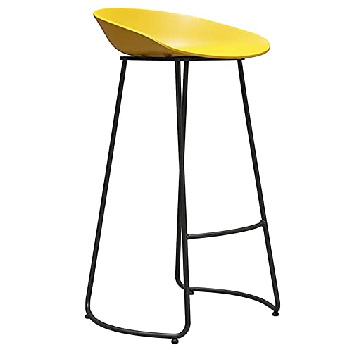 OOzie Bank Ergonomischer Barhocker, Kunststoffsitz, niedrige Rückenlehne, für Frühstücksbar, Theke, Küche, Kaffeeladen und Zuhause, hohe Fußstütze/Grau/65 cm (Gelb 65 cm) von OOzie