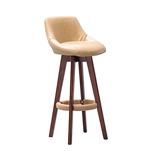 OOzie Bank Ergonomischer Barhocker aus Holz, drehbar um 360°, hoher Hocker, Frühstücks-Esshocker mit Rückenlehne und Schwammkissen, prägnanter Stil/#2 (#2) von OOzie
