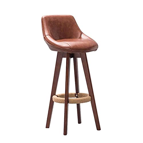 OOzie Bank Ergonomischer Barhocker aus Holz, um 360° drehbar, hoher Hocker, Frühstücks-Esshocker mit Rückenlehne und Schwammkissen, prägnanter Stil/#2 (#4) von OOzie