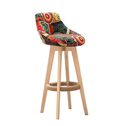 OOzie Bank Ergonomischer Barhocker aus Holz, um 360° drehbar, hoher Hocker, Frühstücks-Esshocker mit Rückenlehne und Schwammkissen, prägnanter Stil/#2 (#7) von OOzie