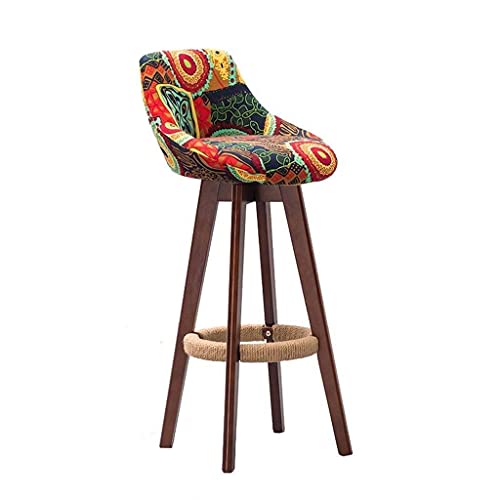 OOzie Bank Ergonomischer Barhocker aus Holz, um 360° drehbar, hoher Hocker, Frühstücks-Esshocker mit Rückenlehne und Schwammkissen, prägnanter Stil/#2 (#8) von OOzie