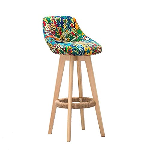 OOzie Bank Ergonomischer Barhocker aus Holz, um 360° drehbar, hoher Hocker, Frühstücks-Esshocker mit Rückenlehne und Schwammkissen, prägnanter Stil/#2 (#9) von OOzie