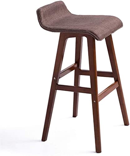 OOzie Bank Ergonomischer Barmöbel-Barhocker, Holzstuhl, Hochhocker, Frühstückshocker, Barhocker für Küche, Zuhause und Gewerbe, Leinenmaterial, Braun/Sitzhöhe 65 cm (Sitzhöhe 74 cm) von OOzie