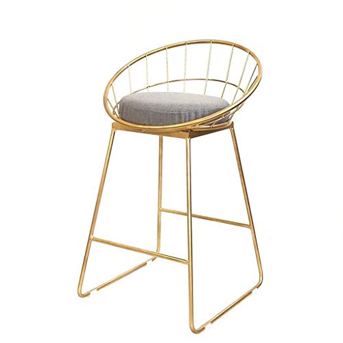 OOzie Bench Ergonomische Barhocker, hoher Hocker, gepolsterte Retro-Metallrückenlehne, Armlehne, Frühstücksbar, Küchenstühle/Sitzhöhe 45 cm (Sitzhöhe 45 cm) von OOzie