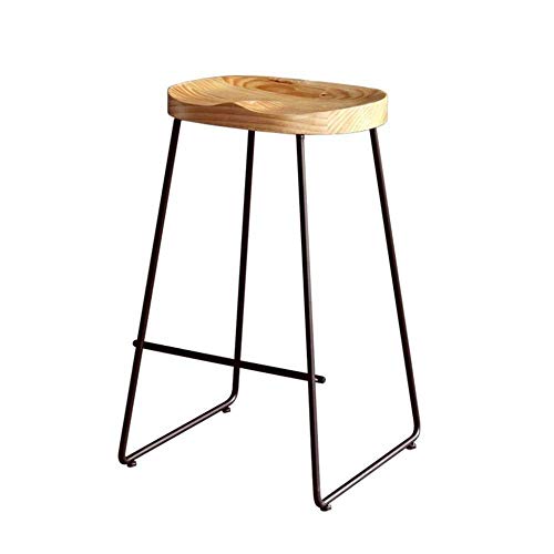 OOzie Bench Ergonomischer Barhocker in Pub-Thekenhöhe mit Holzsitz und Fußstütze – Gestell aus schwarzem Metall – Küchenstuhl für Restaurant/Bar/Café/65 cm (45 cm Einheitsgröße) von OOzie