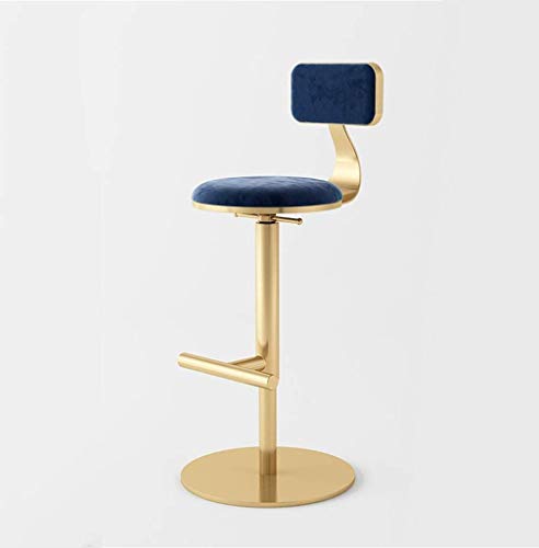OOzie Ergonomischer Schreibtischstuhl, Goldener Barhocker, Metallstuhl, Bequeme Fußstütze, stabiles Gestell, verstellbare Höhe 65–80 cm/blau (blau) von OOzie