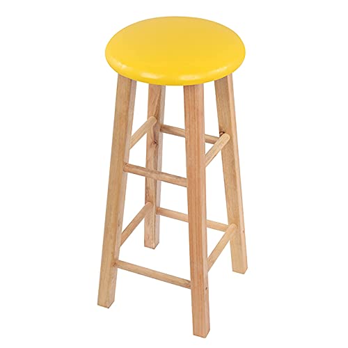 OOzie Möbel Pub Hocker Höhe Barstühle, Pu-Leder Weich Gepolsterter Küchenhocker Holzbeine Fußstütze (Sitzhöhe: 60/70/80 cm)/Schwarz/60 cm (Gelb 60 cm) von OOzie
