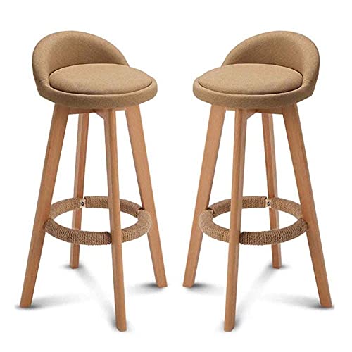 OOzie Möbel-Schreibtischstuhl, 2er-Set, Holz-Bar-Hocker, Essecke und runde Sitze, Küche, Frühstückstheke, Gewächshaus, Café, Bar/Gelb (Braun) von OOzie