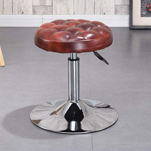 OOzie Möbel-Schreibtischstuhl, Drehhocker, höhenverstellbar, mit runder Lederpolsterung und Metallbasis, Farbauswahl für den Sitz, 40–55 cm, Barstühle/Braun (Farbe: Weinrot) von OOzie