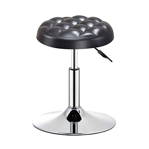 OOzie Möbel-Schreibtischstuhl, Drehhocker, höhenverstellbar, mit runder Lederpolsterung und Metallbasis, Farbauswahl für den Sitz, 40–55 cm, Barstühle/Braun (schwarz) von OOzie