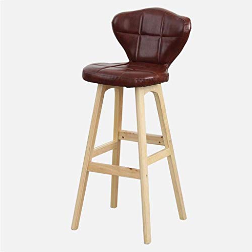 OOzie Möbel-Schreibtischstuhl, Holztheken-Barsitzstühle mit Rückenlehne, Kunstleder-Freizeit-Hohehocker/Schwarz/77 cm (Braun 67 cm) von OOzie