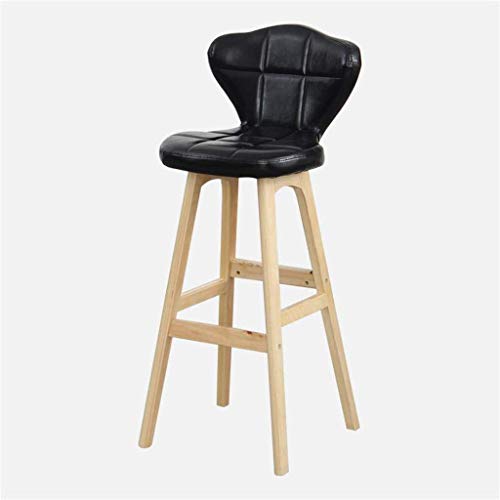 OOzie Möbel-Schreibtischstuhl, Holztheken-Barsitzstühle mit Rückenlehne, Kunstleder-Freizeit-Hohehocker/Schwarz/77 cm (Schwarz 67 cm) von OOzie