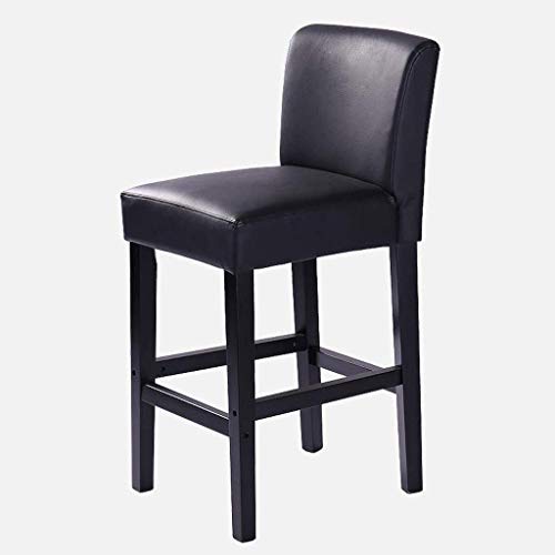OOzie Möbel-Schreibtischstuhl, Küchenstühle, Massivholz-Barhocker, Sitzfläche mit Rückenlehne, Freizeit-Hohehocker aus Kunstleder/Holzfarbe (Schwarz) von OOzie