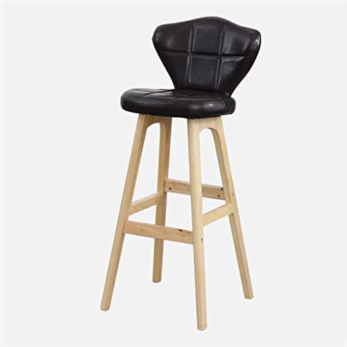 OOzie Möbel-Schreibtischstuhl, Massivholz-Theken-Bar-Sitzstühle mit Rückenlehne, Kunstleder-Freizeit-Hohehocker/Braun/67 cm (K-Braun 67 cm) von OOzie