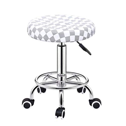 OOzie Möbel-Schreibtischstuhl, Schönheitshocker, Bar, Rezeption, Salon, drehbarer Lift-Barstuhl, runder Hocker, weich gepolsterter Rückenlehnenhocker/Weiß (Weiß1) von OOzie
