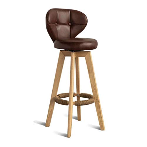 OOzie Möbel-Schreibtischstuhl, drehbar, Kunstleder, Barhocker, Freizeit-Hochhocker aus Holz, Set mit Rückenlehne/Braun/64 cm (Braun 64 cm) von OOzie