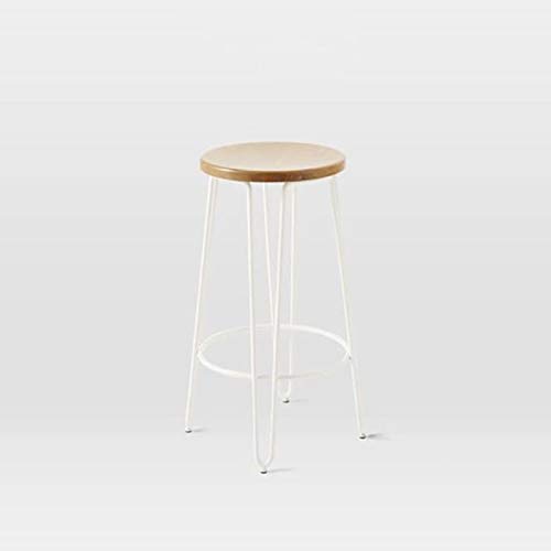 OOzie Möbel Schreibtischstuhl Bar Café Massivholz Hoch Lässig Schmiedeeisen Hochhocker Teeladen Dessertladen Runder Barstuhl/Schwarz/45 cm (Weiß 75 cm) von OOzie