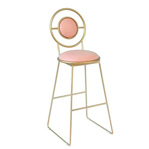 OOzie Möbel Schreibtischstuhl Bar Hochstuhl Goldener Schmiedeeisenrücken Hoher Hocker Minimalistischer Home Coffee Shop Vorderstuhl Barstühle/Schwarz/75 cm (Gold 45 cm) von OOzie