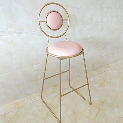 OOzie Möbel Schreibtischstuhl Bar Hochstuhl Goldener Schmiedeeisenrücken Hoher Hocker Minimalistischer Home Coffee Shop Vorderstuhl Barstühle/Schwarz/75 cm (K Gold 65 cm) von OOzie