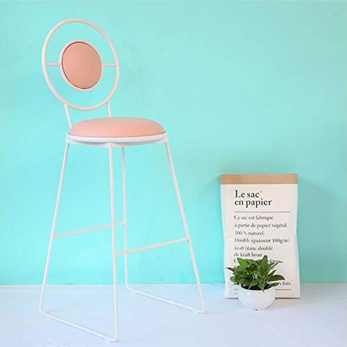 OOzie Möbel Schreibtischstuhl Bar Hochstuhl Goldener Schmiedeeisenrücken Hoher Hocker Minimalistischer Home Coffee Shop Vorderstuhl Barstühle/Schwarz/75 cm (Weiß 65 cm) von OOzie
