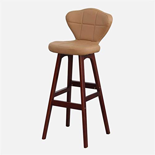 OOzie Möbel Schreibtischstuhl Holz Barthekenstühle Sitz mit Rückenlehne, Kunstleder Freizeit Hohe Hocker/Beige/77 cm (Beige 67 cm) von OOzie