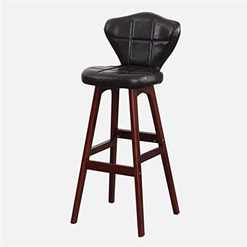 OOzie Möbel Schreibtischstuhl Holz Barthekenstühle Sitz mit Rückenlehne, Kunstleder Freizeit Hohe Hocker/Beige/77 cm (K Braun 67 cm) von OOzie