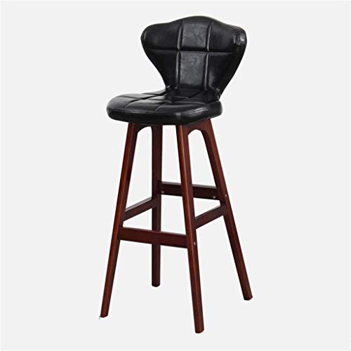 OOzie Möbel Schreibtischstuhl Holz Barthekenstühle Sitz mit Rückenlehne, Kunstleder Freizeit Hohe Hocker/Beige/77 cm (Schwarz 77 cm) von OOzie