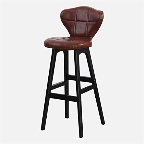 OOzie Möbel Schreibtischstuhl Holz Freizeit Barthekenstühle Sitz, Kunstleder Hohe Hocker mit Rückenlehne/Schwarz/77 cm (Braun 67 cm) von OOzie