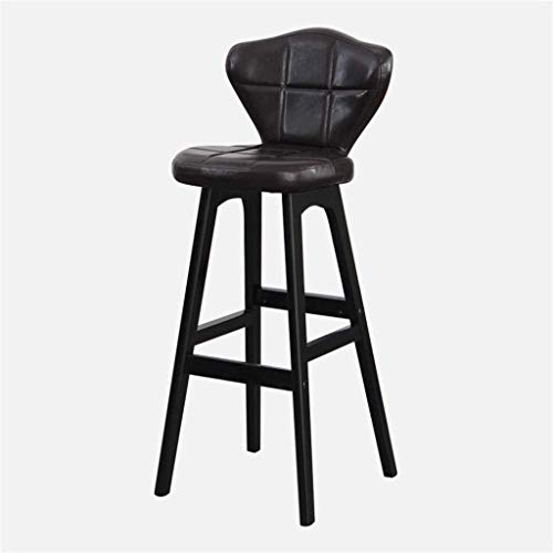OOzie Möbel Schreibtischstuhl Holz Freizeit Barthekenstühle Sitz, Kunstleder Hohe Hocker mit Rückenlehne/Schwarz/77 cm (K Brown 67 cm) von OOzie