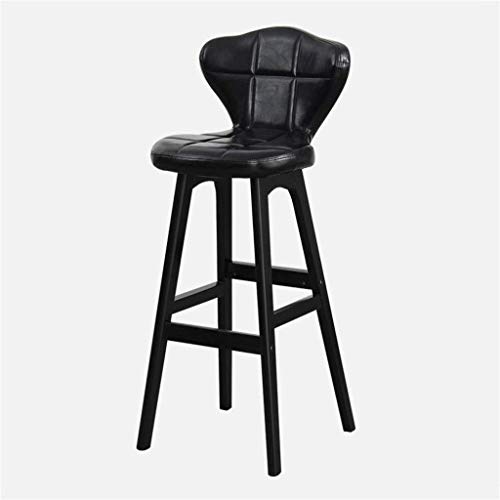 OOzie Möbel Schreibtischstuhl Holz Freizeit Barthekenstühle Sitz, Kunstleder Hohe Hocker mit Rückenlehne/Schwarz/77 cm (Schwarz 67 cm) von OOzie