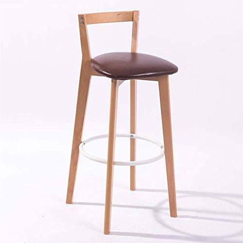 OOzie Möbel Schreibtischstuhl Küchenstühle Küchentheke Massivholz Barstühle Sitz, Café Pub Kunstleder Freizeit Hochhocker mit Rückenlehne/Braun (Braun) von OOzie