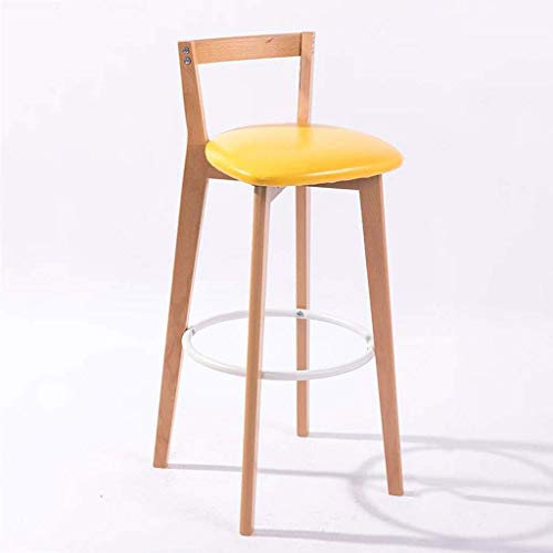 OOzie Möbel Schreibtischstuhl Küchenstühle Küchentheke Massivholz Barstühle Sitz, Café Pub Kunstleder Freizeit Hohe Hocker mit Rückenlehne/Braun (Gelb) von OOzie